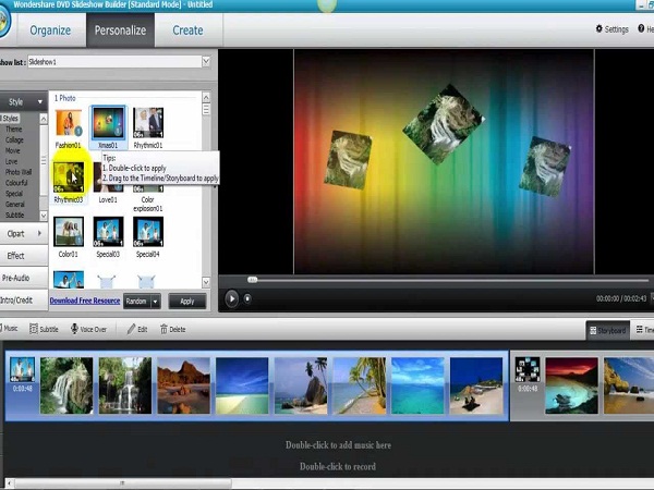giao diện chính Wondershare DVD Slideshow Builder Deluxe